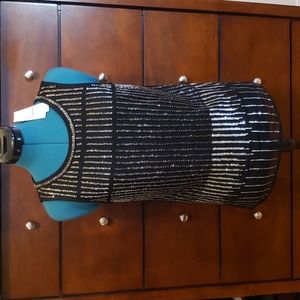 WHBM Over the Top Beaded Gold, Silver, & Black Date Top Shell / Tank Size XS